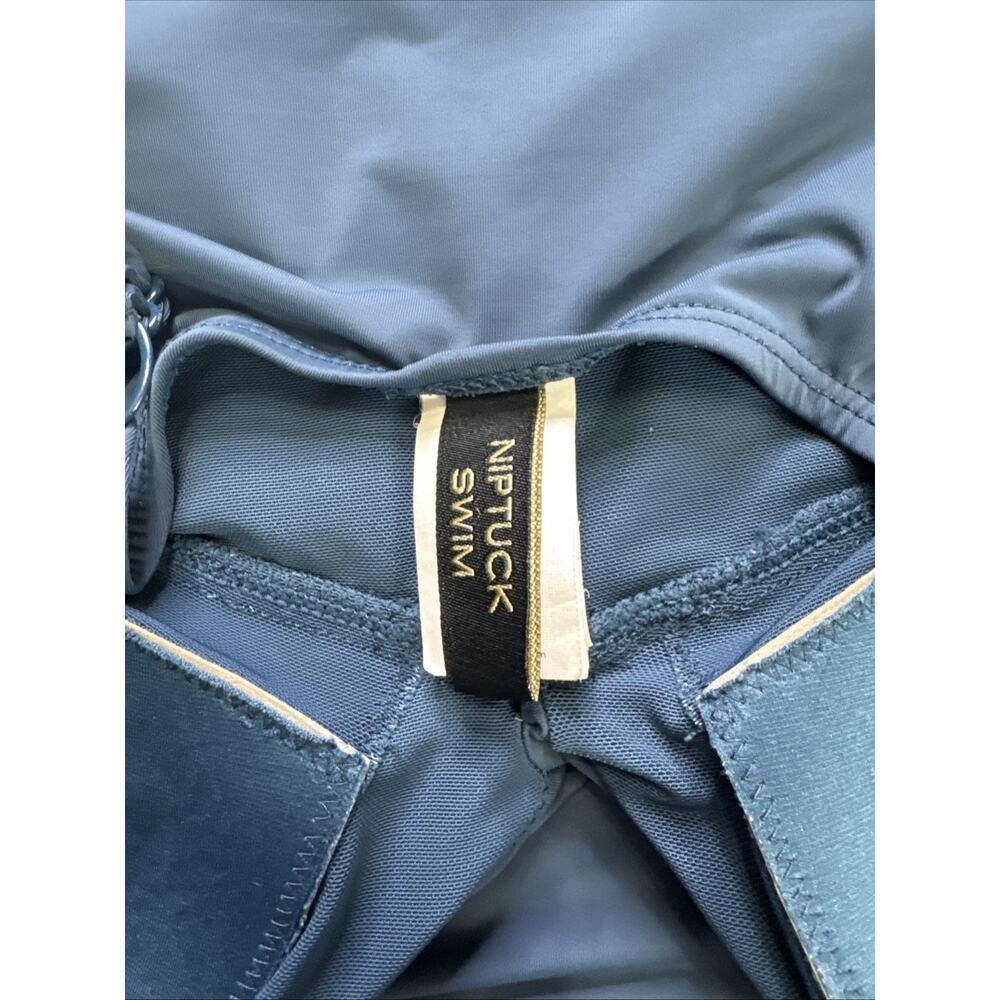 Nip Tuck Swim Curve Women’s 16 Blue Swimdress One Piece Swimsuit Ruched Wrap - Picture 5 of 8